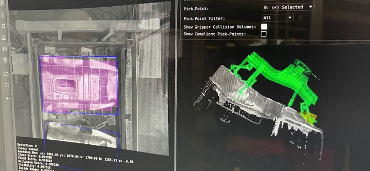 Vision system detecting a car part with a 3D point cloud